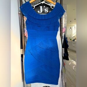 BCBG blue fitted dress